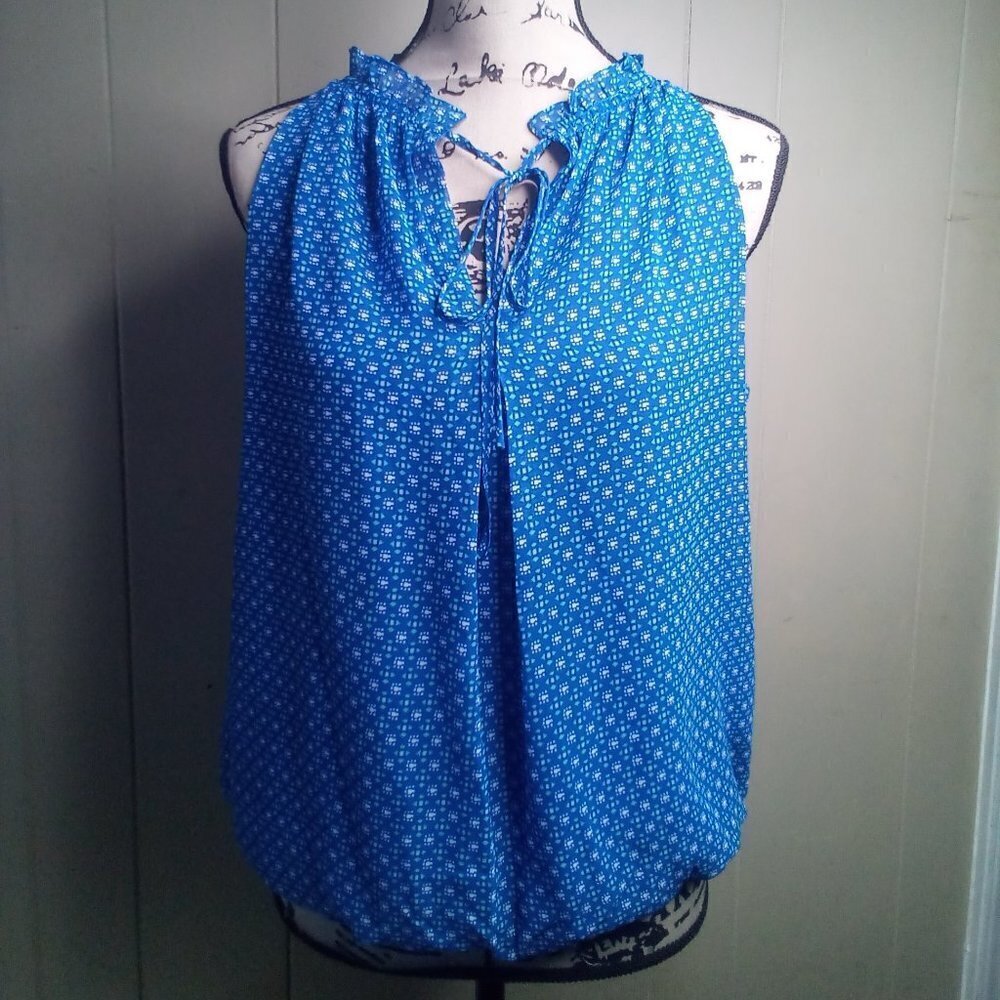 Lark & Ro Blouse S Sleeveless Blue White